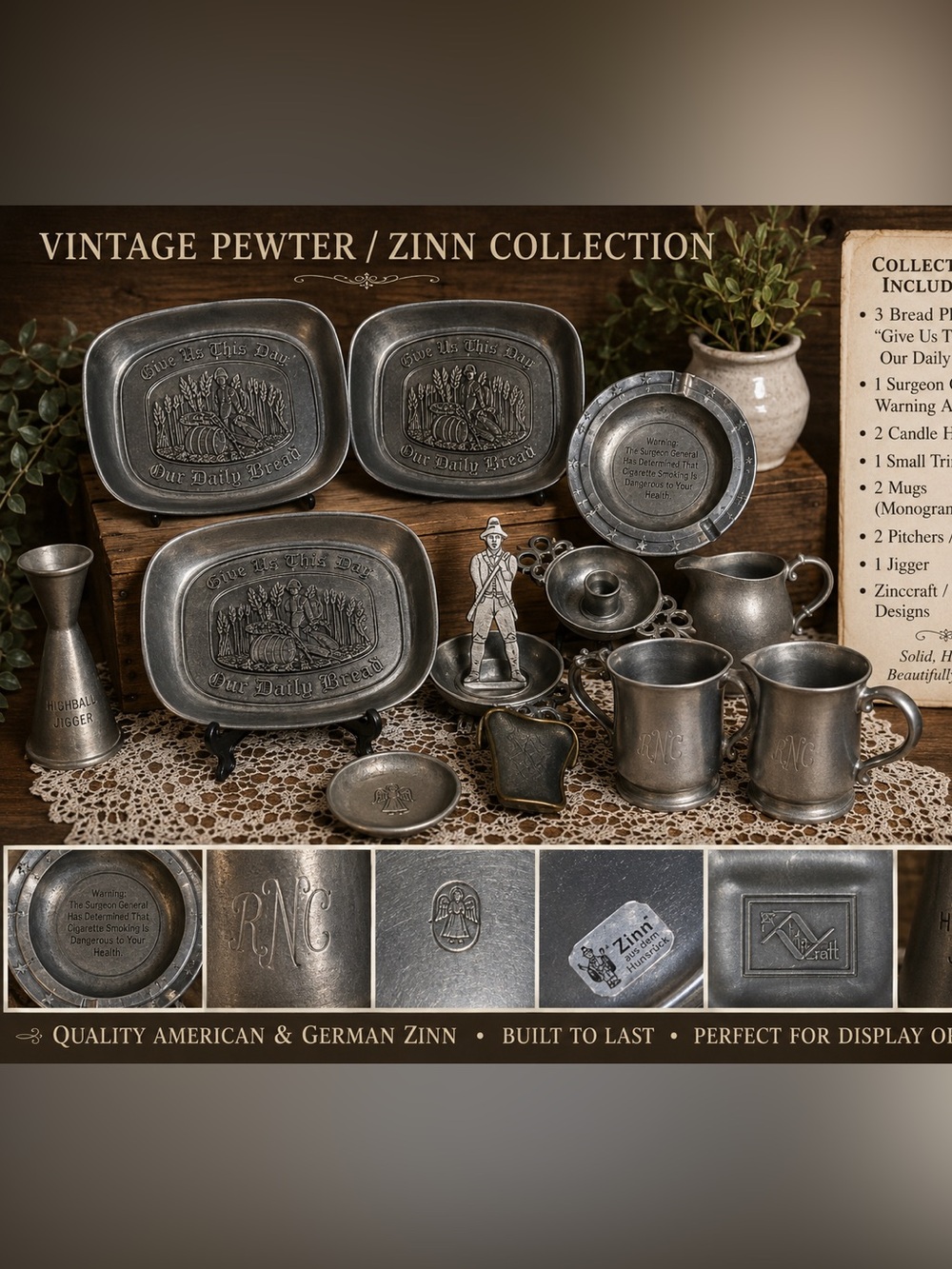 Vintage Pewter, Armetale & Zinn Metalware Collection”